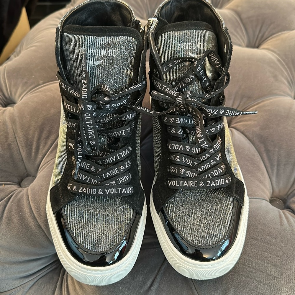 Zadig flash metallic limited edition hi top sneaker sz 38